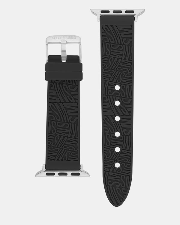 Steven New York Apple Bracelet En Caoutchouc Avec Logo 38/40/41 Mm Noir