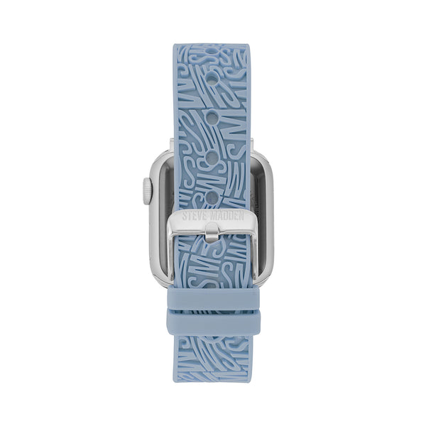 Steven New York Apple Bracelet En Caoutchouc Avec Logo 38/40/41 Mm Bleu