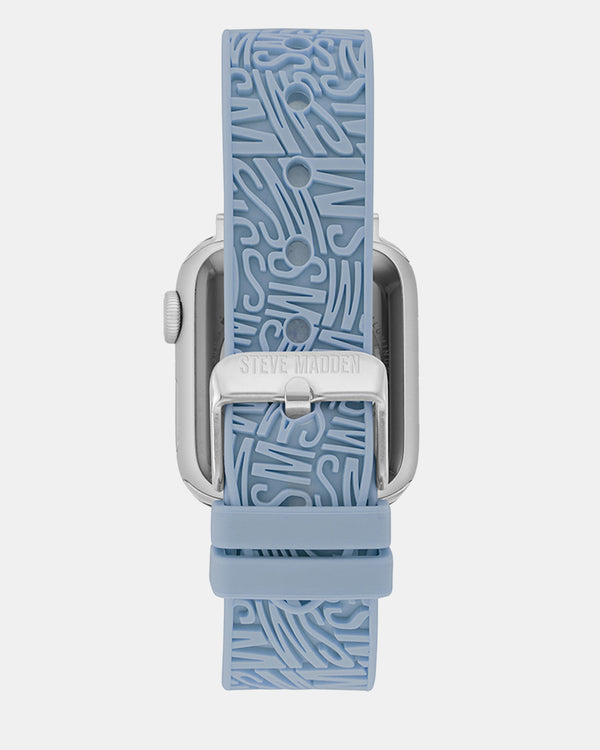 Steven New York Apple Bracelet En Caoutchouc Avec Logo 42/44/45 Mm Bleu