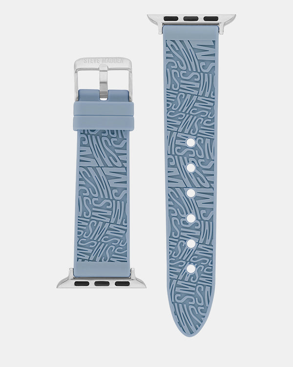 Steven New York Apple Bracelet En Caoutchouc Avec Logo 42/44/45 Mm Bleu