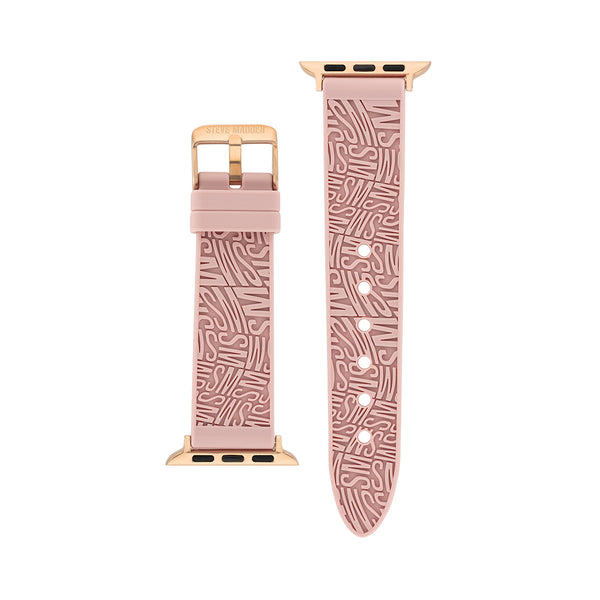 Steven New York Apple Bracelet En Caoutchouc Avec Logo 42/44/45 Mm Rose