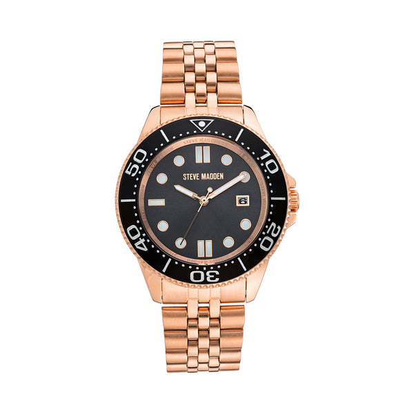 steven new york Classic Montre Classique En Or Rose Multicolore