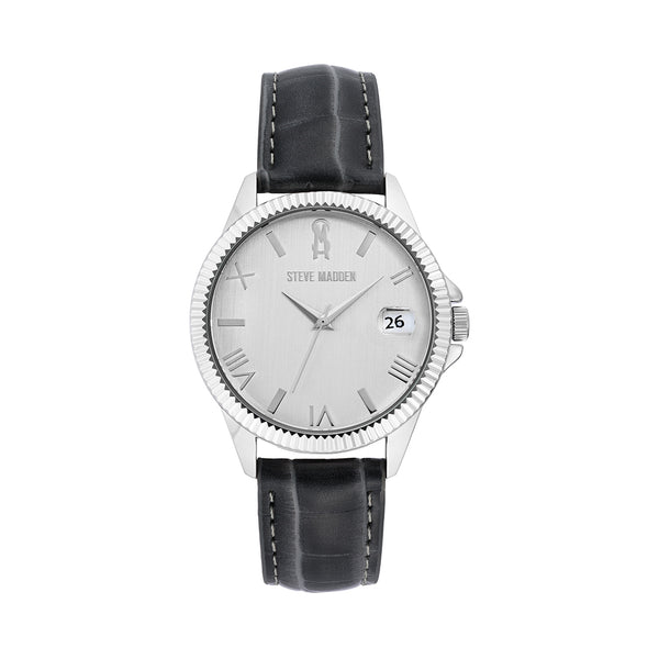 steven new york Classic Montre Classique En Relief Argent Multi