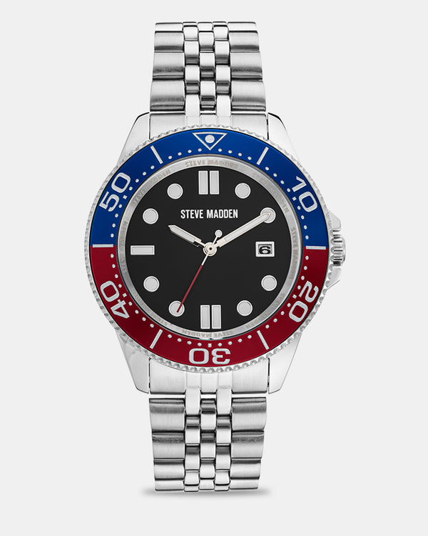 steven new york Classic Montre Classique Multicolore Argent√âe