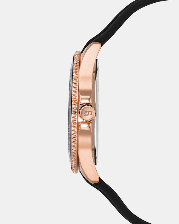 Steven New York Montre Avec Boîtier En Émail Caoutchoucé Multicolore Or Rose