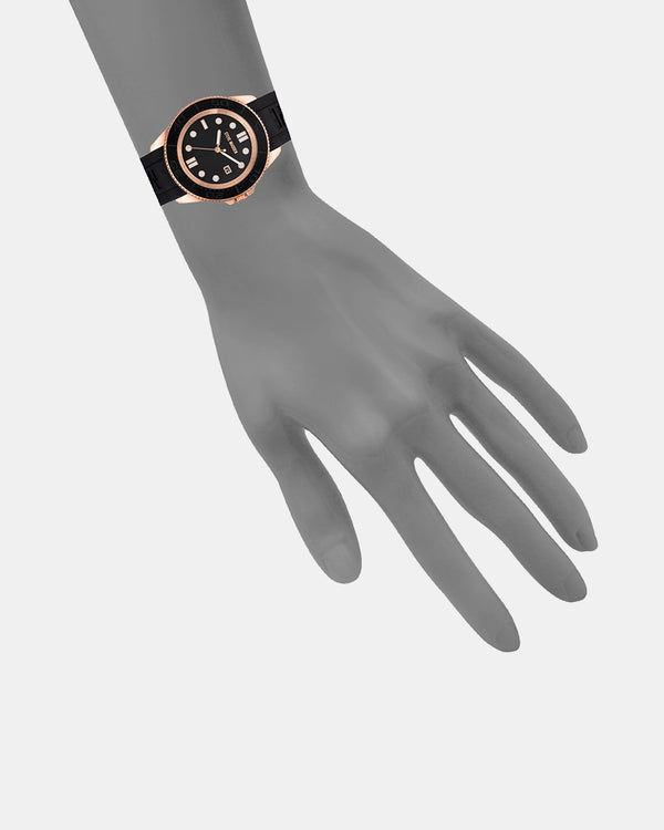 Steven New York Montre Avec Boîtier En Émail Caoutchoucé Multicolore Or Rose