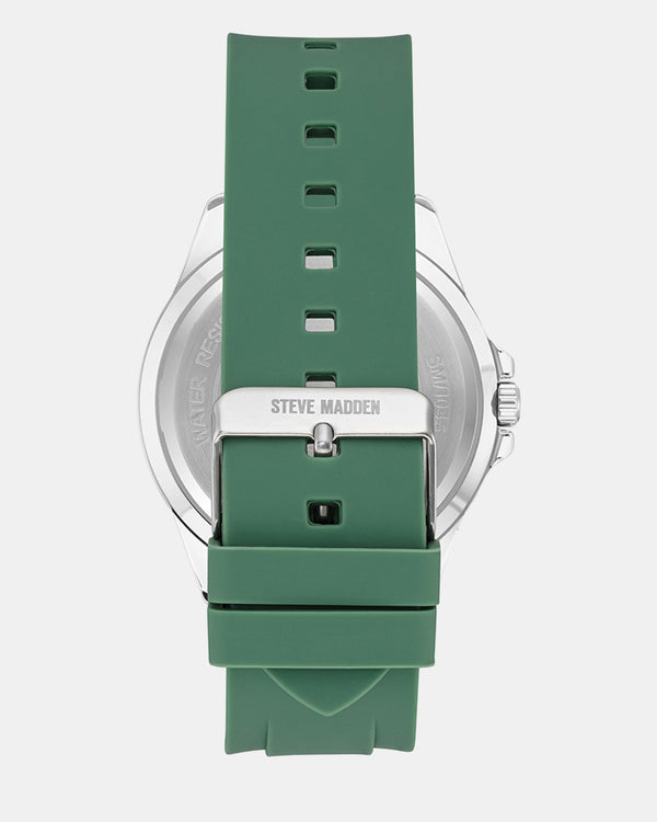 Steven New York Montre Avec Boîtier En Émail Caoutchouté Vert Multicolore