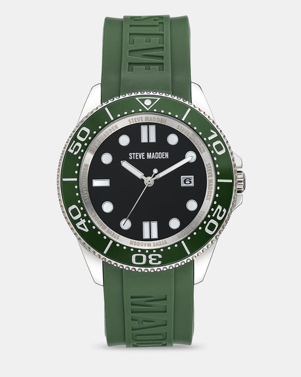steven new york Montre Avec Boîtier En Émail Caoutchouté Vert Multicolore