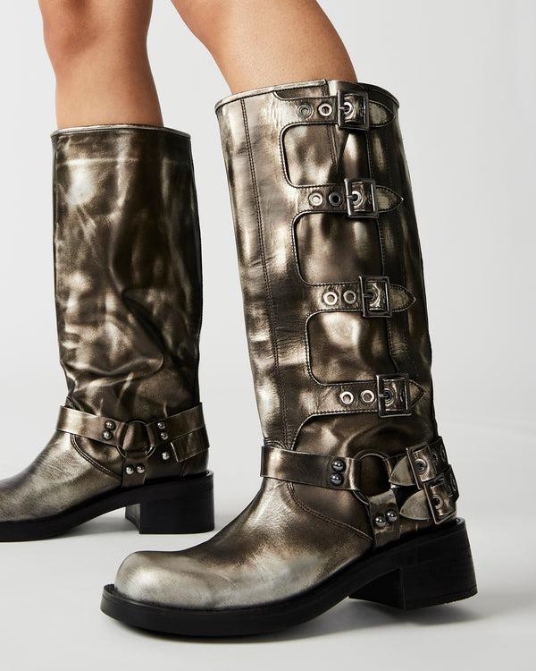 Steven New York Rockyy Cuir Argent