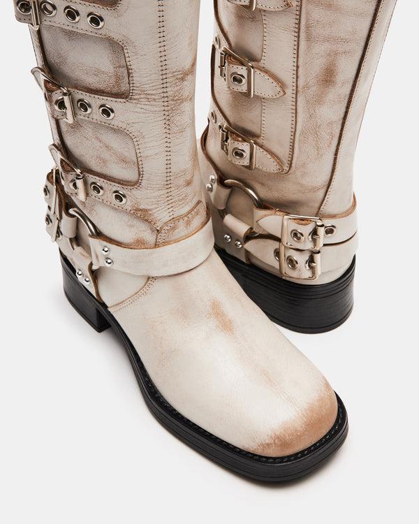 Steven New York Rockyy Cuir Blanc