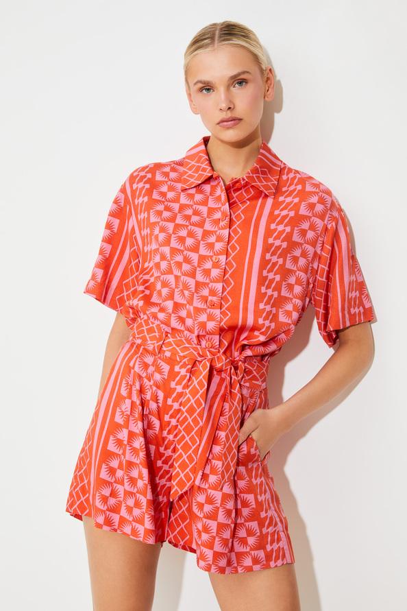 Suncoo Bobby Short Taille Haute à Imprimé Solaire Geranium