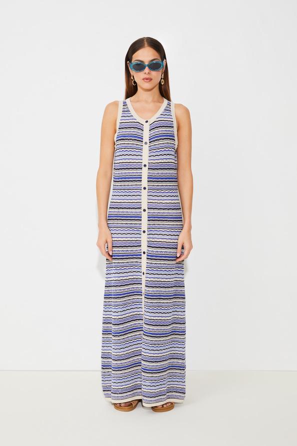 suncoo Carales Robe longue en maille à rayures fantaisies