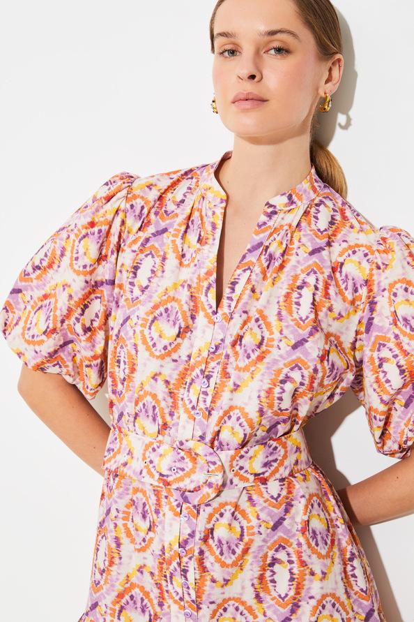 Suncoo Cerrone Robe Courte Ceinturée à Imprimé Arabesque