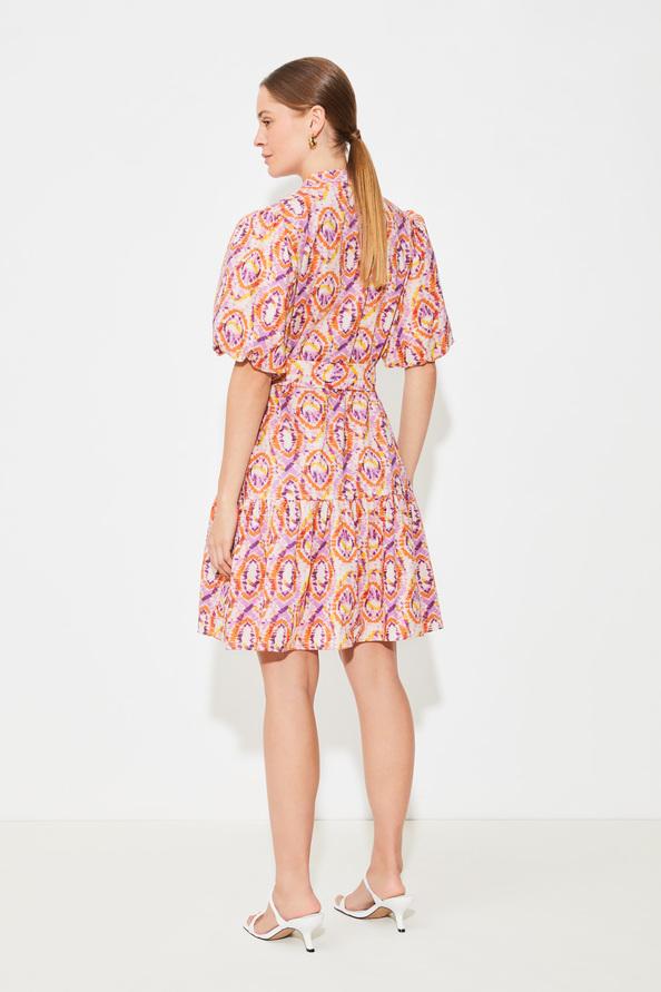 Suncoo Cerrone Robe Courte Ceinturée à Imprimé Arabesque