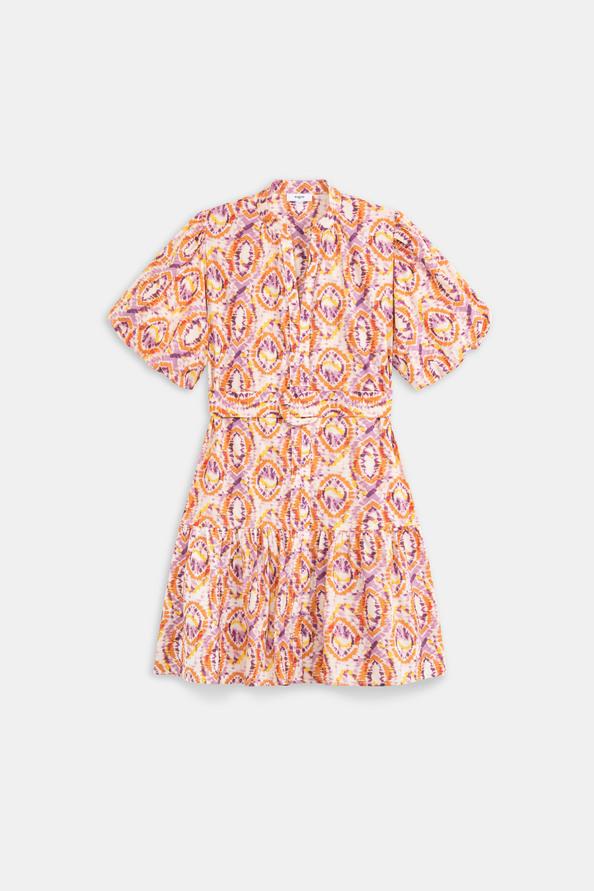 Suncoo Cerrone Robe Courte Ceinturée à Imprimé Arabesque