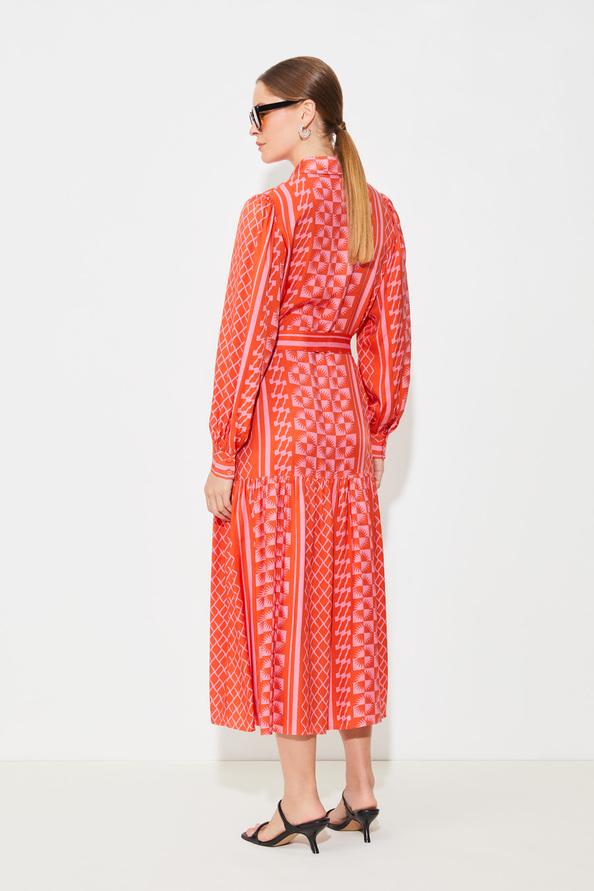 Suncoo Chadia Robe Ceinturée à Imprimé Solaire Geranium