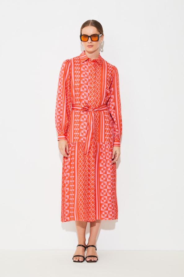 suncoo Chadia Robe ceinturée à imprimé solaire geranium