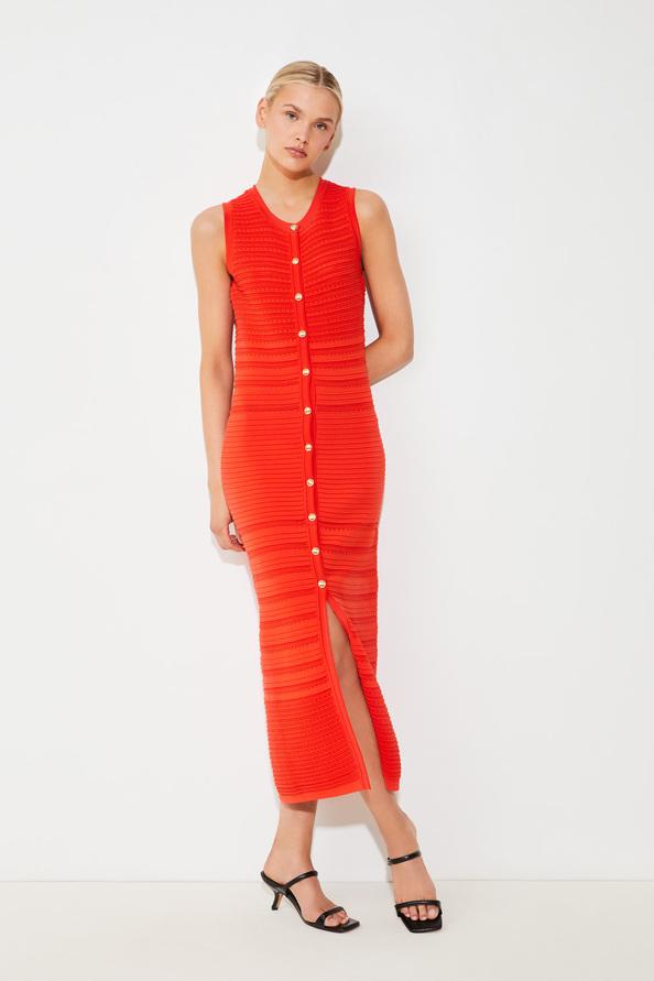 suncoo Cimea Robe longue en maille sans manches geranium