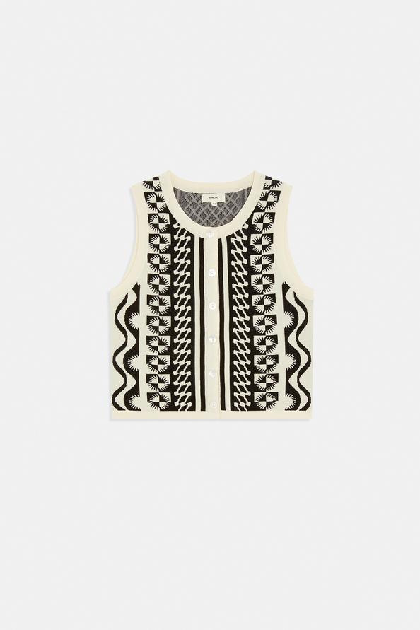 suncoo Gablesi Gilet sans manches en jacquard noir et blanc