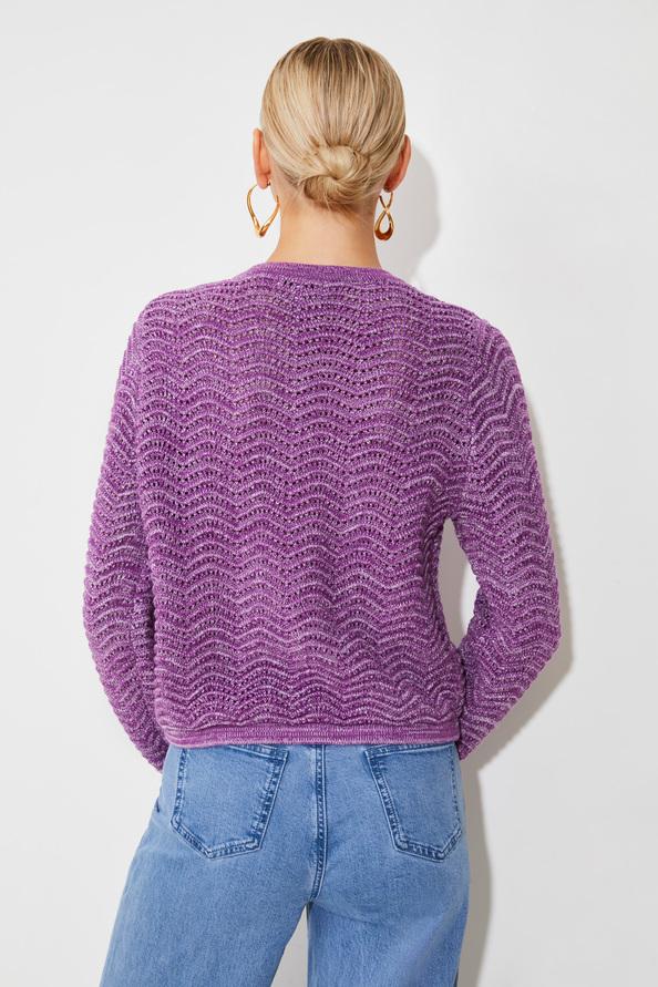 Suncoo Giany Gilet Fantaisie Violet à Boutons Dorés