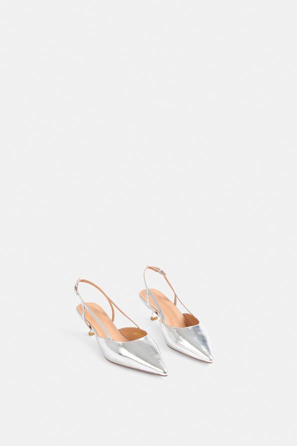 Suncoo Hebory Escarpins En Cuir Argenté à Talon Ouvert