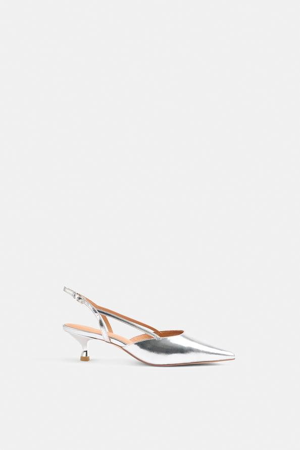 suncoo Hebory Escarpins en cuir argenté à talon ouvert