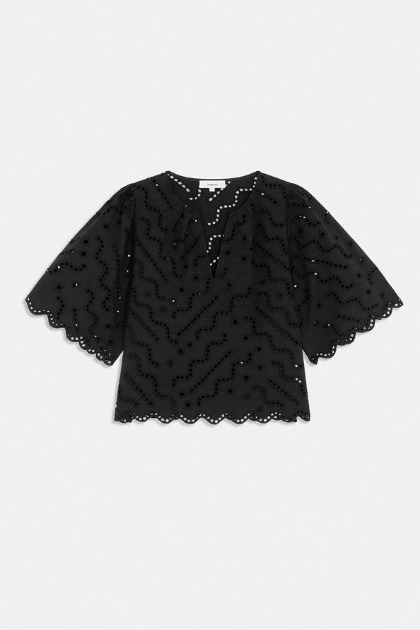 suncoo Liam Blouse courte à broderie anglaise noire