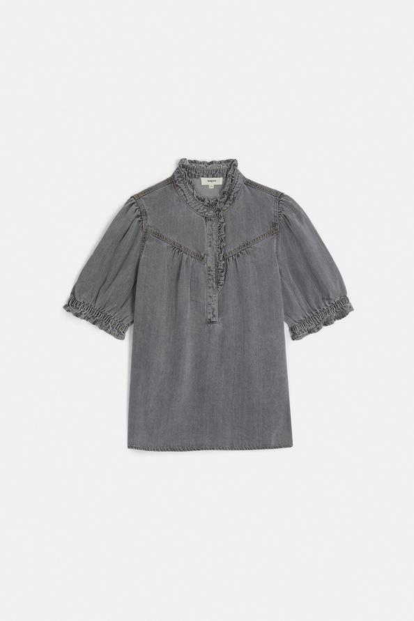 suncoo Louise Blouse en denim carbone à manches courtes