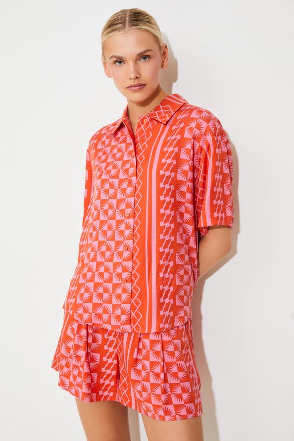 Suncoo Luz Blouse Boutonnée à Imprimé Solaire Geranium