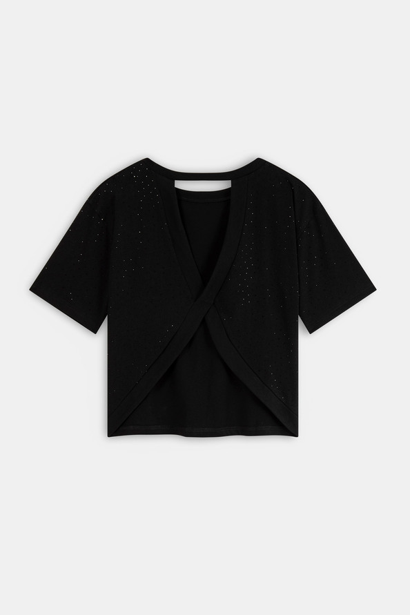Suncoo Martisy Tee-shirt à Micro-strass Ouvert Au Dos