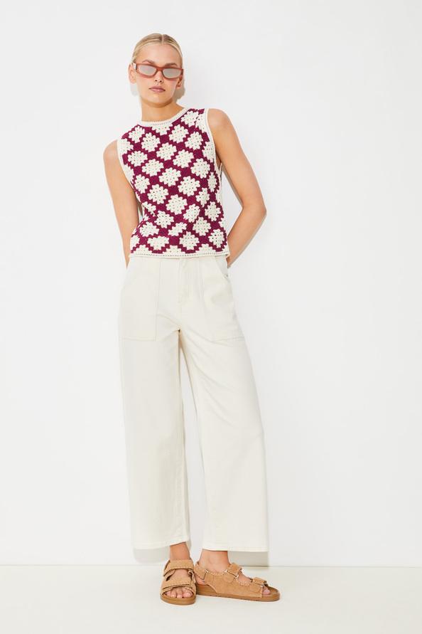 suncoo Perida Pull sans manches en crochet bicolore