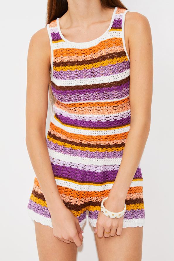 Suncoo Picasi Débardeur En Maille à Rayures Multicolores
