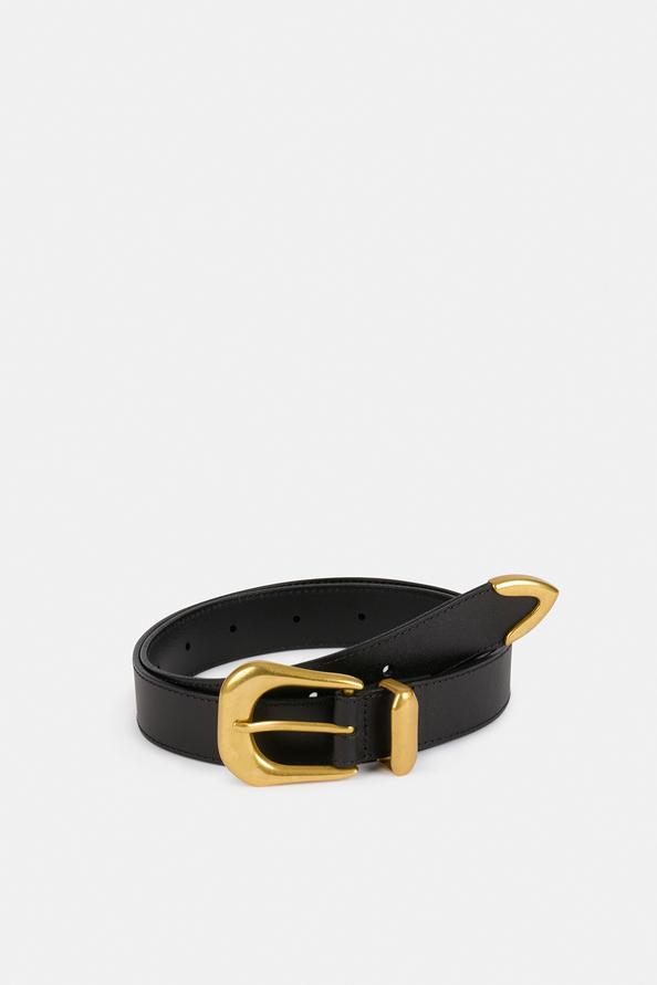 suncoo Aila Ceinture fine en cuir noir
