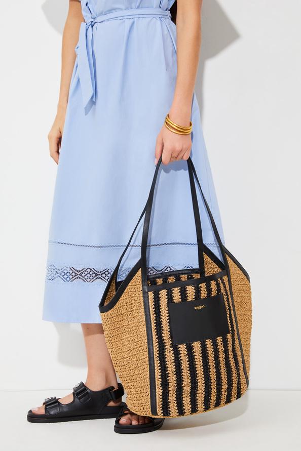 suncoo Akael Sac en raphia à rayures