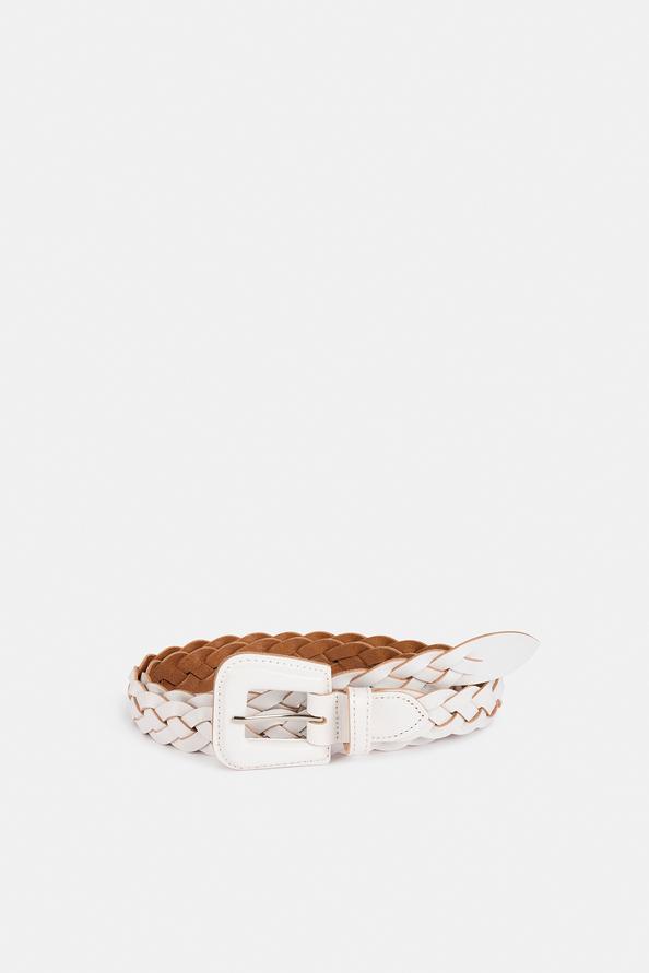 suncoo Amali Ceinture fine tressée en cuir blanc