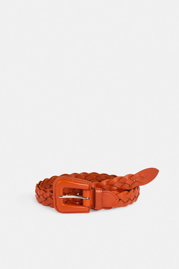 Suncoo Amali Ceinture Fine Tressée En Cuir Camel