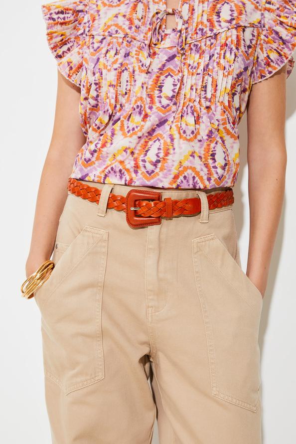 suncoo Amali Ceinture fine tressée en cuir camel