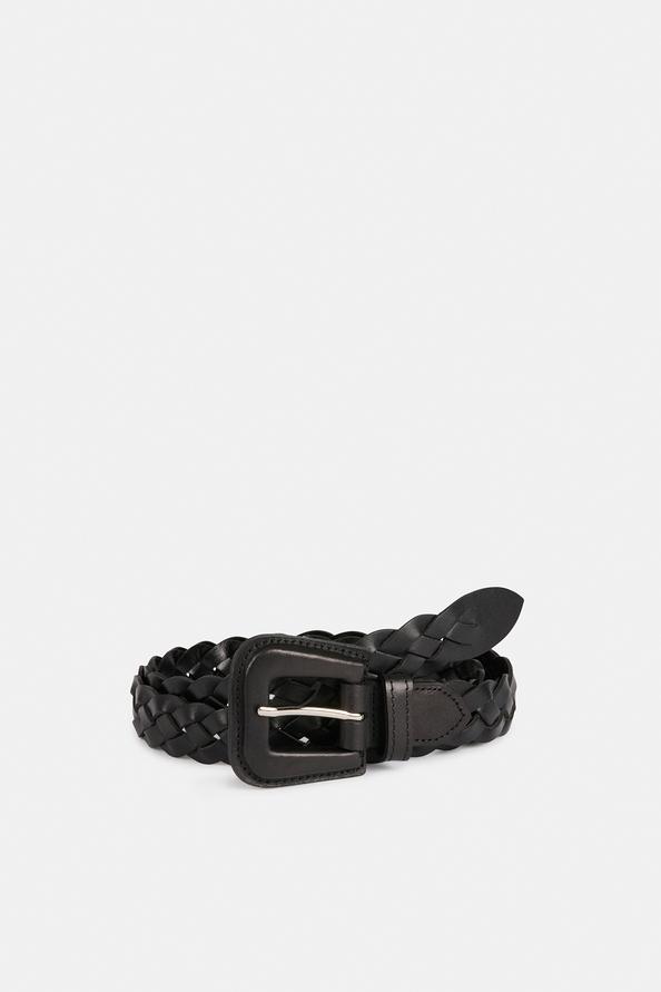 suncoo Amali Ceinture fine tressée en cuir noir