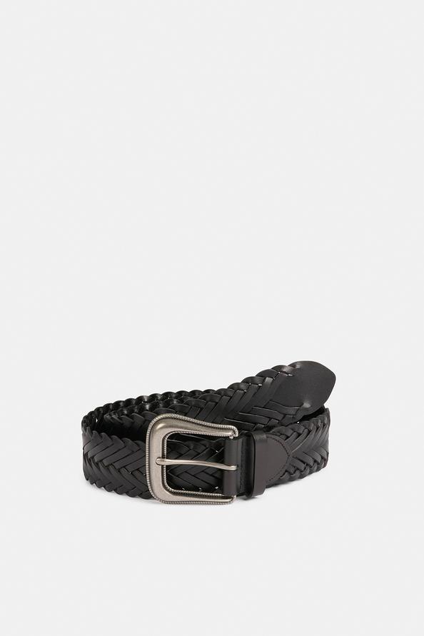 Suncoo Ariola Ceinture En Cuir Tressé Noir