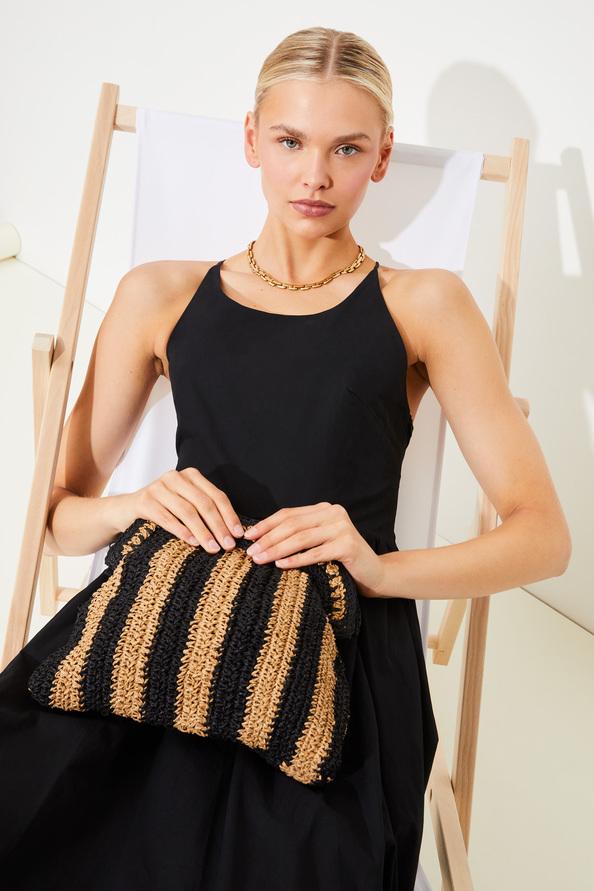 suncoo Arvel Pochette en raphia à rayures