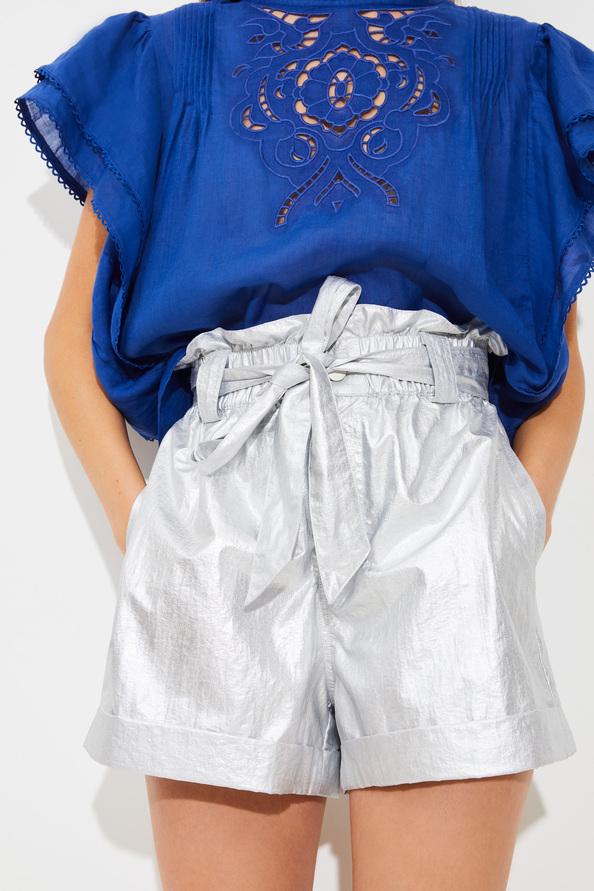 Suncoo Benassi Short Paper Bag Ceinturé Argent