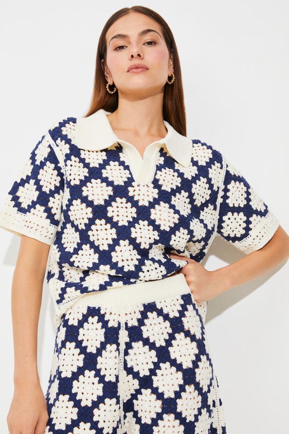 Suncoo Byzance Short En Maille Crochet Bicolore