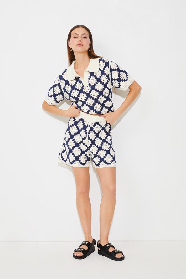 suncoo Byzance Short en maille crochet bicolore