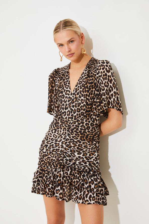 suncoo Cherry Robe courte à imprimé léopard