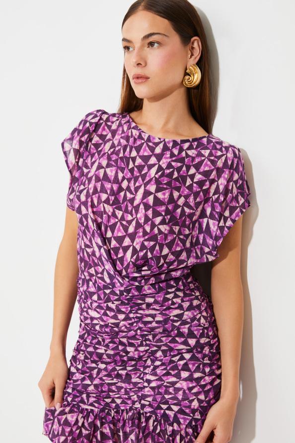 Suncoo Clarine Robe Courte à Imprimé Géométrique