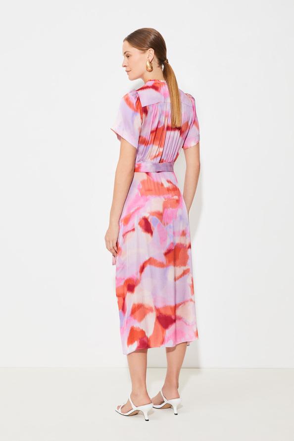 Suncoo Clelie Robe Portefeuille à Imprimé Fuchsia