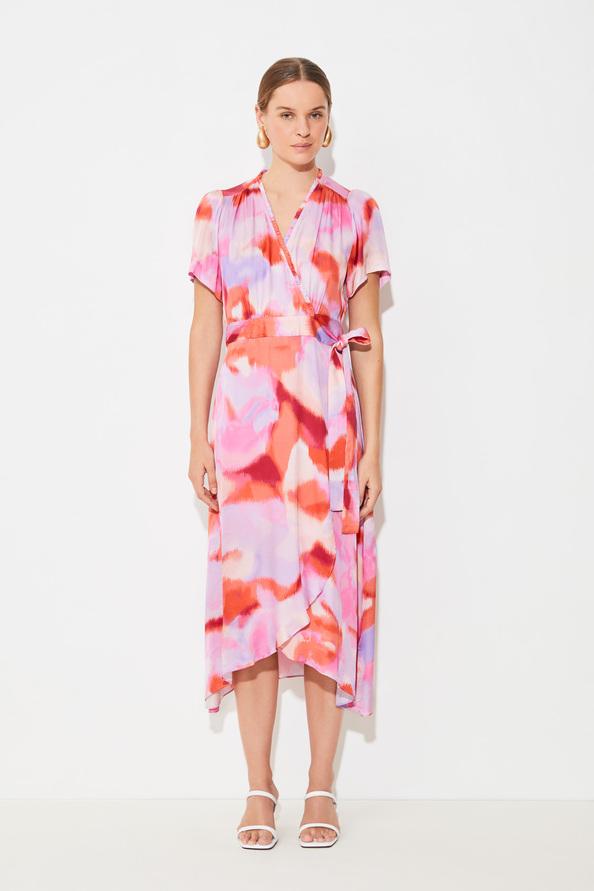 suncoo Clelie Robe portefeuille à imprimé fuchsia