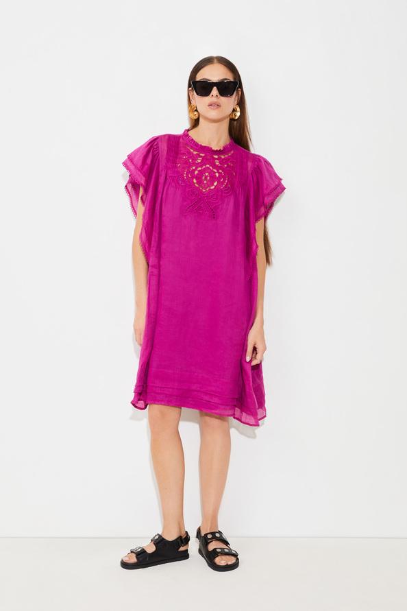 suncoo Clody Robe en voile de lin brodé