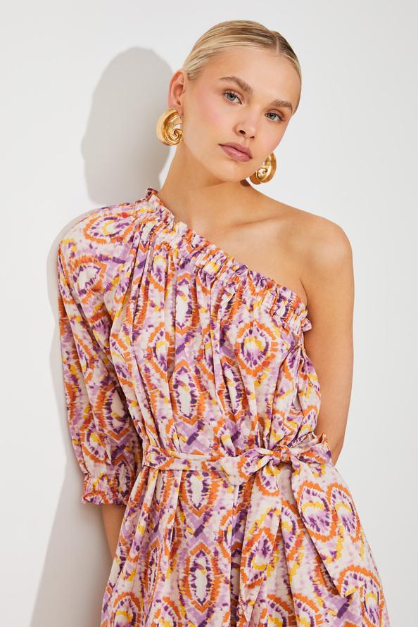Suncoo Cool Robe One Shoulder à Imprimé Arabesque
