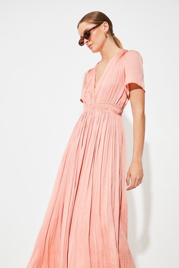 Suncoo Cyra Robe Longue En Satin Blush